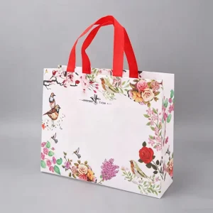 Stock Floral Printed PP Non Woven Gift Bag Waterproof Shopping Totes with Handle for Grocery Boutique Clothing Handbag Packaging