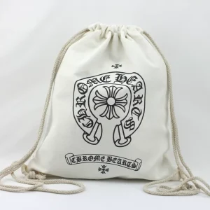 Straps White Cotton Drawstring Bag Tote Bag Plain