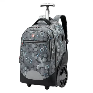 Student Big Wheel Oxford Zipper Closure Trolley Backpack for Unisex Business Travel with 20 35L Large Capacity