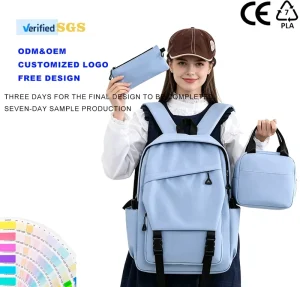 Student Youth Unisex Nylon Zipper Backpack Waterproof Breathable Polyester Lining Large Capacity Fashion Trend