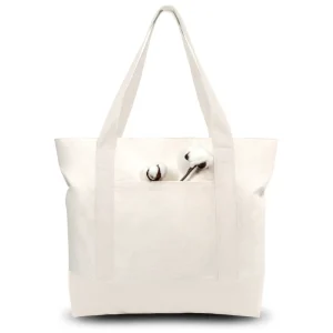 Stylish Canvas Tote Bag with an External Pocket, Top Zipper Closure, Daily Essentials