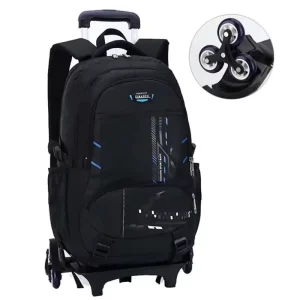 Stylish Portable Travel Trolley Backpack Student School Bag with Large Wheels and Large Capacity