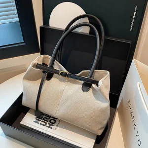 Stylish Underarm Tote Bag Women New Trendy Korean-style Vintage Large-capacity commute Shoulder Polyester Magnetic Clasp