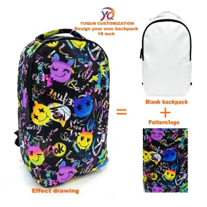 Stylish Youth Daypack Travel Sports Bookbags Large Capacity Rainbow Smile Graffiti Backpack School Bag for Girls New Design