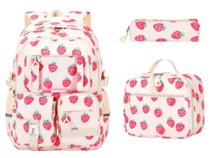 Three piece Schoolbag for Girls in Primary School Large Capacity Lightweight Water resistant Double shoulder Bag