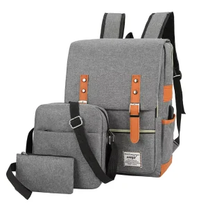 Three piece Set Backpack Simple and Business Backpack with USB Charging Design Travel Backpack for Trip