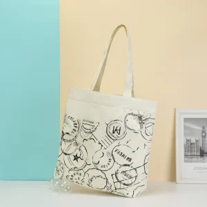 Tote Bag Plain Structured Sustainability Eco Friendly Recycled Organic Black Cotton Canvas Long Handle Custom Printed Logo