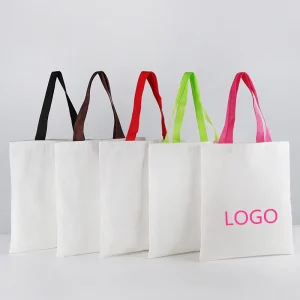 Tote Canvas Bags Reusable Cotton Shopping Tote Bag Black White Bow Canvas Gift Tote Bags With Custom Logo