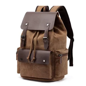 Travel Unisex Canvas Backpack Vintage Laptop School Daypack Cover Closure Large Capacity