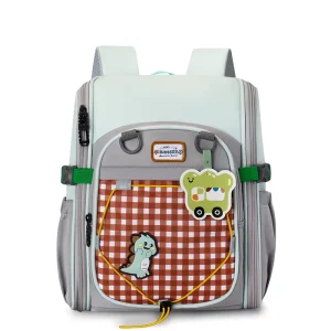 Trendy Checkered Toddler Backpack with Cute Apple & Cherry Decor Pink Kids School Bag with Adjustable Straps Waterproof