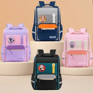 Trendy Cool Boys Primary School Backpack Durable Large Capacity Lightweight Microfiber Synthetic Leather