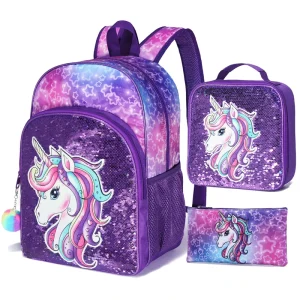 Unicorn Mermaid Astronaut Three piece set School bag Cute Backpack for back to School Gift