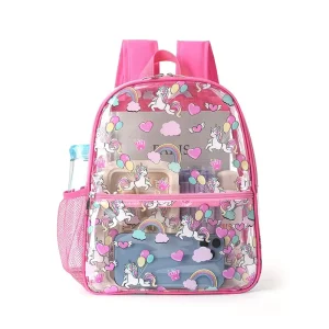 Unicorn Printed Transparent Backpack Waterproof PVC Student School Backpack