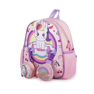 Unicorn School Trolley School Backpack Lunch Bag Sports Bag Children School Bag Set for Kids