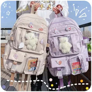 Unisex Cute Fashion Anti Theft School Backpack for Teen Girls & Kids with Nylon Lining and Large Capacity