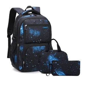 Unisex Fashion School Backpack Set 3 Pcs Large Capacity Waterproof Lunch Bag and Kids Backpack for Boys and Children