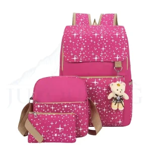 Unisex Kids Fashion Waterproof Nylon Backpack Set with Zipper Closure Three Piece School Bags 3Pcs