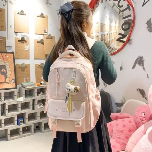 Unisex Korean style Cute School Backpack Elementary Junior High Students Instagram style Niche Design Solid Color Lightweight