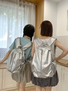 Unisex Lightweight Denim Backpack with Large Capacity Zipper Simple Design for Casual Leisure Sports Travel Cross-Border Use
