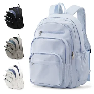 Unisex Nylon School Backpack Many Compartments Waterproof Zipper Kids Friendly for Boys Girls