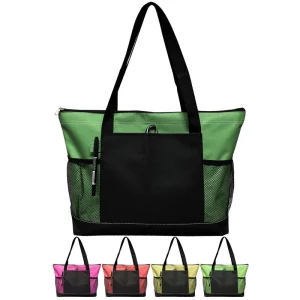 Unisex Outdoor Tote Bag with Zipper Closure Durable Portable Soft Polyester Single Strap Large Capacity Shoulder Pockets