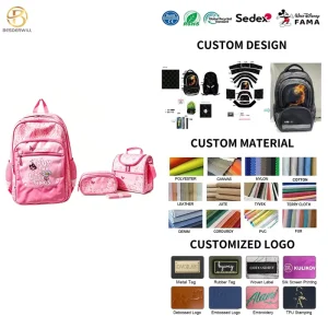 Unisex School Bag Set Durable Polyester Zipper Closure Custom School Bag with Large Capacity for Student