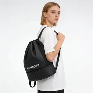 Unisex Travel Beach Hiking Outdoor Sport Gym Dance String Polyester Backpack Soccer Storage Dry Cooler Sack Large Capacity