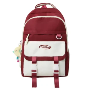 Unisex Waterproof Cartoon Pattern Casual Simple Daily Use Backpack Nylon Fashion Style for College and School Zipper Closure