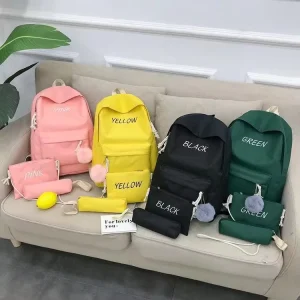 Value Set 3 piece set Shoulder Bag Pencil Bag Backpack Junior High School Students School Bag Candy Color Backpack