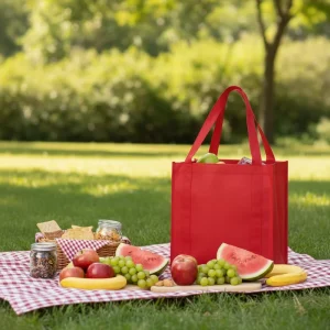 Versatile Recyclable Non Woven Tote Bags Custom Logo Silk Screen Printing Vest Handle Clothing Supermarket RTS-015