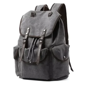 Vintage Anti-Theft Laptop Backpack School Bag Custom Unisex Canvas Rucksack String Closure Travel Outdoor Letter