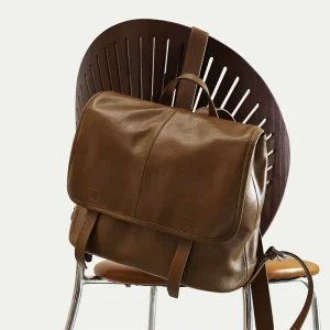 Vintage Backpack Top Grain Leather Coffee Brown Medium Spring