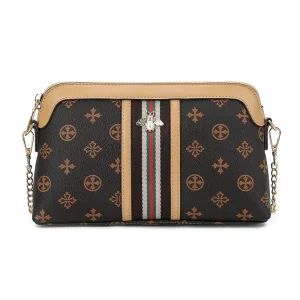 Vintage Bee Shoulder Purse for Women Classic Pattern Camera Bag Leather Chain Messenger