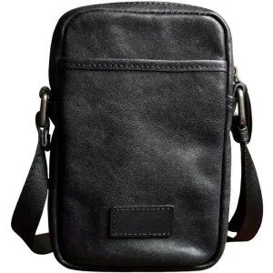 Vintage Eco friendly Genuine Leather Lightweight Zipper Closure Customizable Unisex Mini Crossbody Sling Bag Waterproof Sport