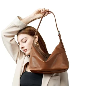 Vintage First Layer Vegetable Tanned Cowhide Casual Shoulder Underarm Bag Large Capacity Classic Leather Single Polyester