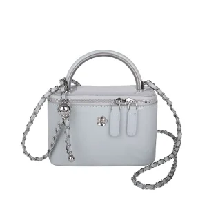 Vintage Ladies Small Square Shoulder Bag with Zipper Closure Polyester Lining Daily Use for Young Women