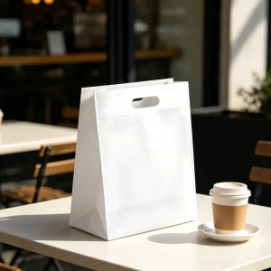 Waterproof Coated Die Cut Non Woven Bags Reusable D-Cut Tote Bags for All-Weather Grocery Shopping