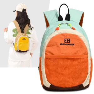 Waterproof Colorblock Casual Backpack Lightweight Nylon School Travel Daypack Bottle Pocket Organizer Pack