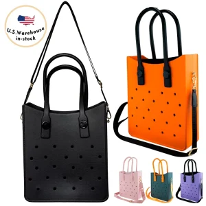 Waterproof EVA Handbag Punching Women’s Built in Canvas Tote Bags With Shoulder Strap for Student Pink Laptop Pocket Tote Bag