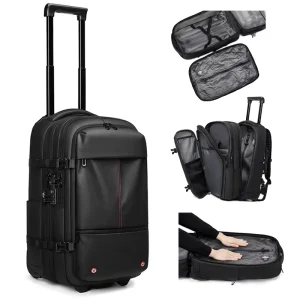 Waterproof Multi function Trolley Backpack Outdoor USB Charging Port Anti theft Vacuum Compression Bag Backpack