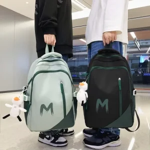Waterproof Nylon Laptop Compatible Large Capacity Curved Straps Fashion Unisex College Daily Student Backpack