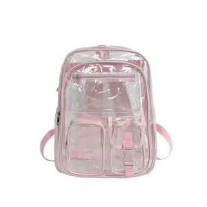 Waterproof PVC Backpack for Women 20-36L Large Capacity Travel Rucksack Clear Daypack School Bag