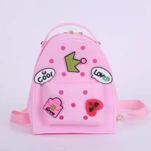 Waterproof Silicone Kids Backpack with Decorative Holes for Attaching Charms Fashion Toddler School Bag for Boys and Girls