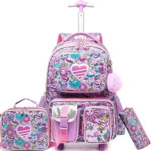 Waterproof Wheeled Backpack with Zipper Closure Polyester Material for Boys and Girls Primary School Students