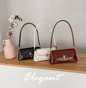 Waxed PU Single Shoulder Bag with Inner Zipper Pocket Crossbody Shoulder Bag for Young Women’s Vintage Casual