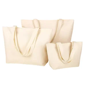 Women’s Cotton Canvas Tote Bag Reusable Eco-Friendly Shopping Bag with Custom Logo Printing Recycled Bulk Packed