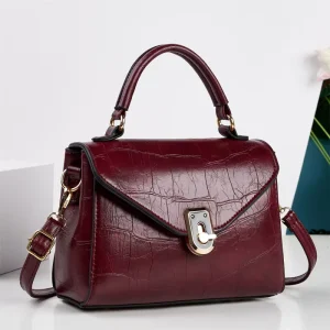 Women’s Crocodile Pattern PU Handbags Solid Color Luxury Lady Shoulder Bags