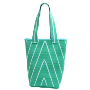 Women’s Durable Polyester National Shoulder Bag Two Straps Open Fashion Stripe Geometric Knitted Tote Bag Daily