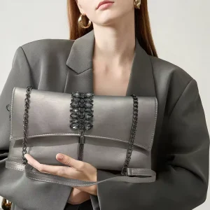 Women’s Fashionable European and American Retro Diamond Inlaid Handbag Japanese and Korean Trendy Shoulder Bag