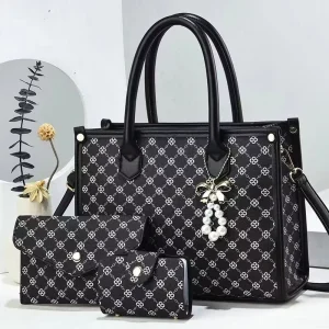 Women’s New Fashion Large-Capacity Cross-Border Joker Three-Piece Casual Tote Handbag Durable Shoulder Bag